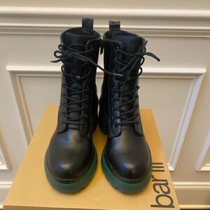 Bar III Women's Peliican Platform Lace-Up Booties Black with Green Soles Size 8M